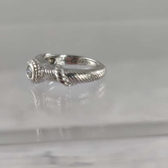 Judith Ripka Sterling Silver CZ Ring Size 7 – Rope Design .925 Signed - Picture 2 of 10